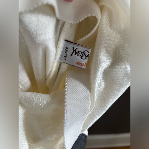 Vintage Yves Saint Laurent 90s White and Black RUCHED Bathing Suit S/XS - Picture 6 of 8